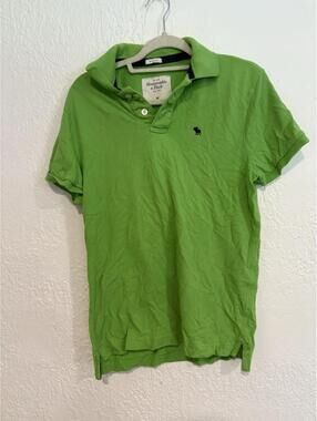 Vintage Y2K Abercrombie & Fitch Polo Shirt Mens Medium Green Muscle Fit Moose
